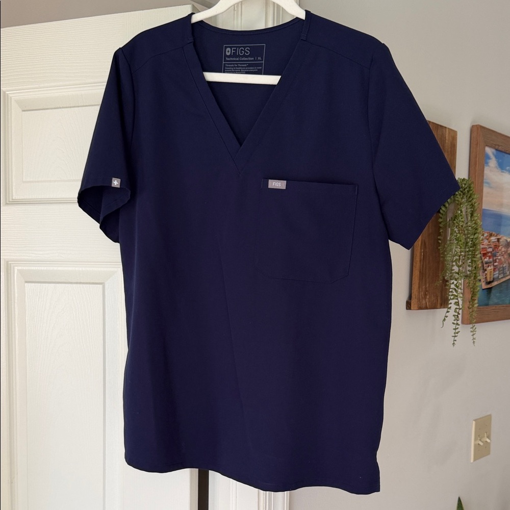 Figs Deep Blue V-Neck Scrub Top